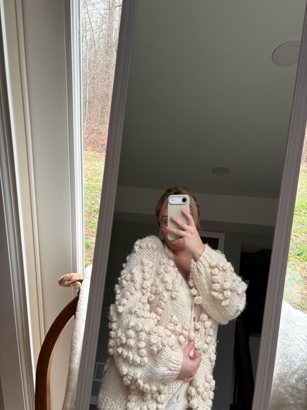 Chunky Ivory Bobble Knit Cardigan - Picture 4 of 5